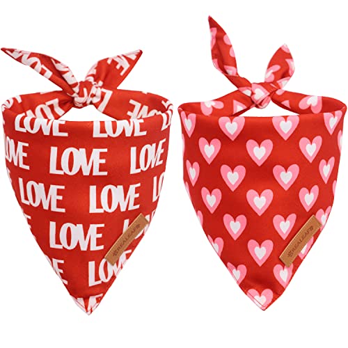 Valentine's Day Dog Bandanas 2 Pack (Red / Small)