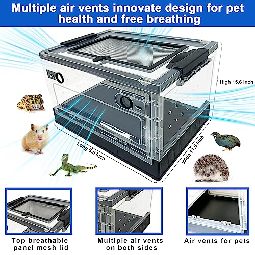 Hamster breeding House Reptile breeding Cages with Wheels (15.6"L x 11.6"W x 9.5"H)