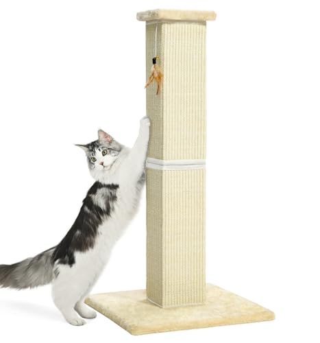 Made4Pets Cat Scratching Post for Indoor Cats (Beige-Sisal)