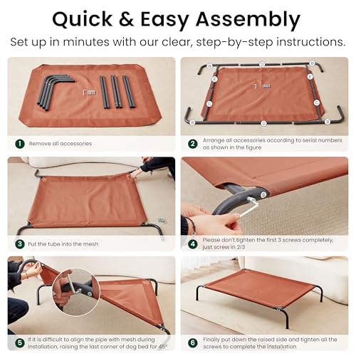 Elevated Cooling Dog Bed for Large Dogs (Terracotta / 48" X 35.5" X 8")