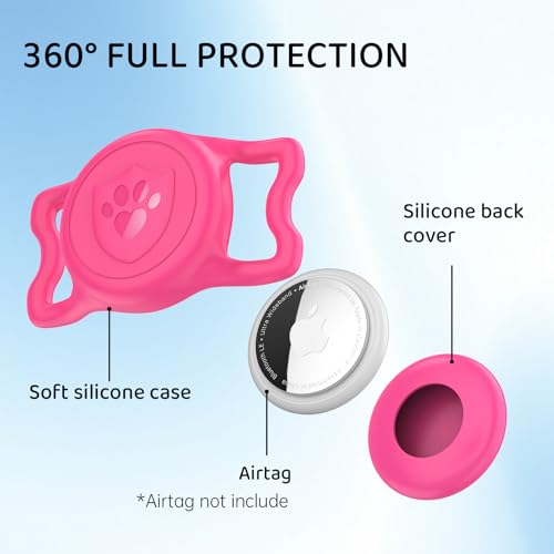 IP68 Waterproof AirTag Holder for Dog Collar (Rose Red)