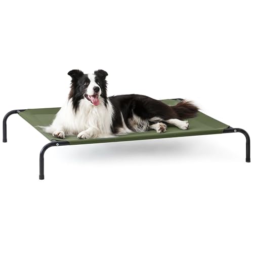 Elevated Cooling Dog Bed for Large Dogs (Olive Green / 48" X 35.5" X 8")