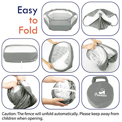 Small Animal Playpen with Zippered Cover (B-Gray)