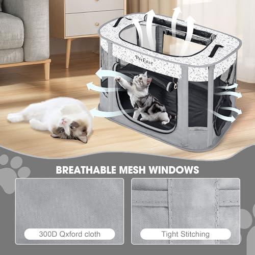 Portable Cat Playpen with Litter Box (Light gray)