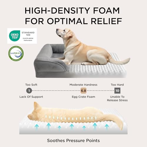 Orthopedic Dog Beds for Medium Dogs Washable Original Design (Dune Haze Blue / 28"l X 23"w X 6.5"th)