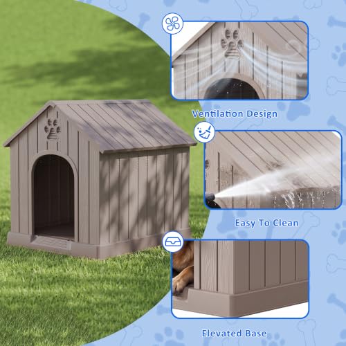 Sturdy Dog House Outdoor Dog Kennel (Classic Grey / Large Dog:38 Inch)