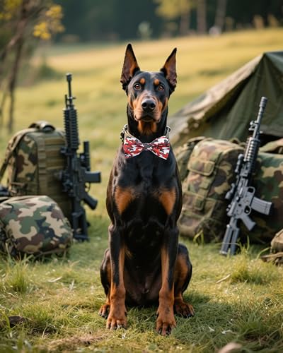 10 Pack Camo Dog Bowties for Large Dogs Sliding on Collar (M/L)