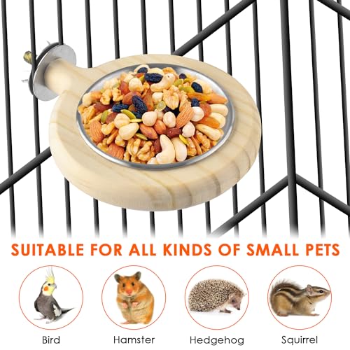 Conure Perch Bird Wood Perch Stand Toy Parrot Cage Toy Bird Food Cup for Parakeet Lovebird Finch Conure Budgie Small Birds