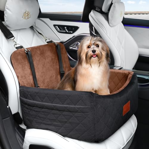 Dog Car Seat for Small Dogs Under 30lbs (Black/Brown / Small)