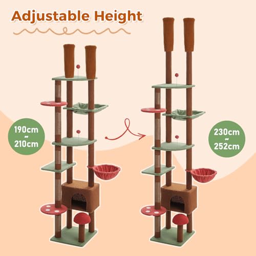 Floor to Ceiling Cat Tree (90''-101'' / Mushroom Brown)