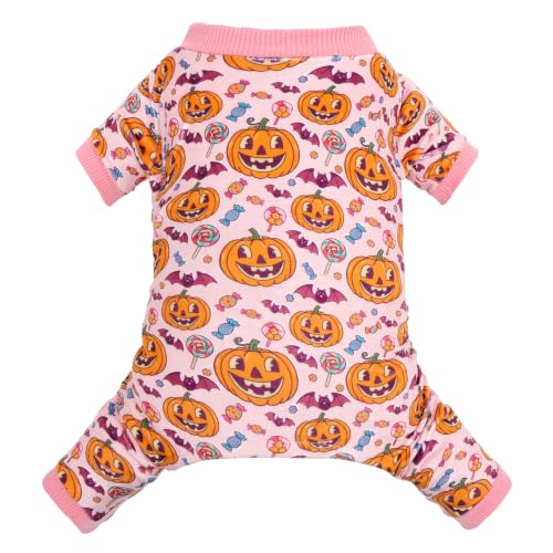 Small Dogs Outfit Soft Puppy Onesies Pjs Halloween Dog Pajamas Pet Coat Cat Apparel Comfy Doggie Jumpsuit Bodysuit for All Seasons P351XL (Candy Pumpkin / X-Large)
