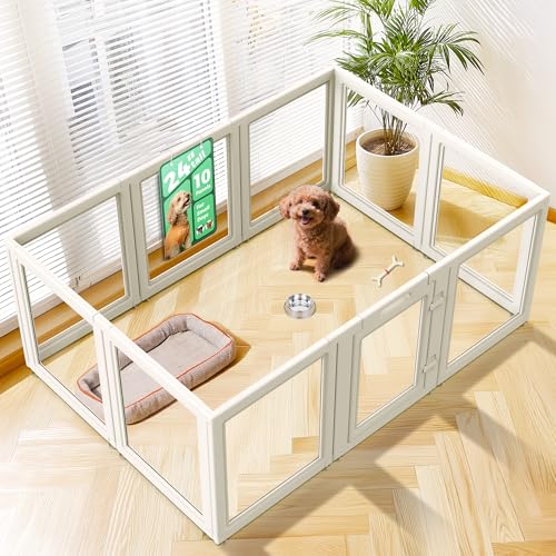 AuraSpace Clear Acrylic Indoor Dog Playpen (White / 24"H)