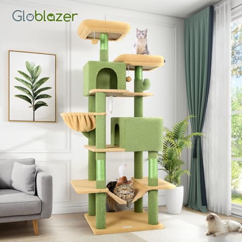 Extra Tall Cat Tree Tower for Indoor Cats (Cactus / 76 inch)