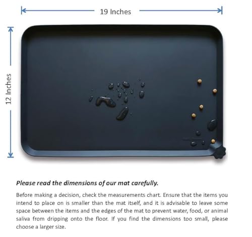 Silicone Pet Food Mats Tray (19" x 12" / Black)