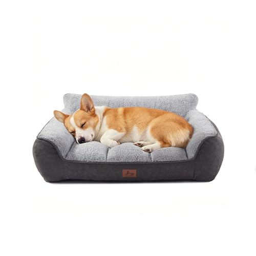 Extra Thick Orthopedic Bolster Dog Bed Medium Size Dogs (Grey / 35"L x 25"W x 8"H)