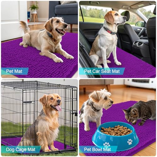 Dog Door Mat for Muddy Paws 47x17 (Purple / 47" X 17")