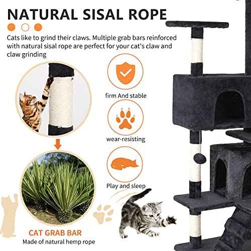 54" Cat Tree Tower (54in / Dark Gray)