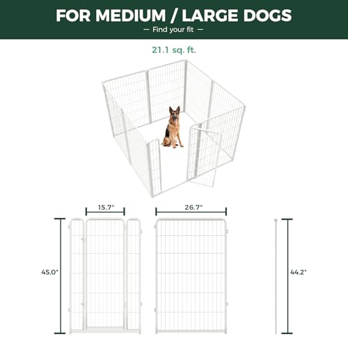 Homeplus Indoor Dog Playpen with Washable Pee Pad (White / 45"H)