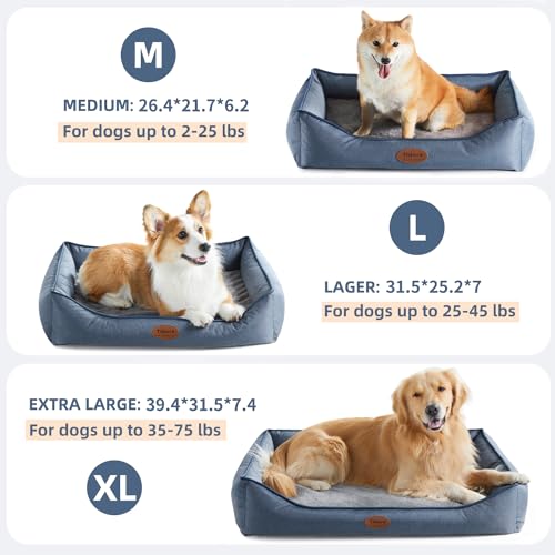 Orthopedic Dog Beds for Medium Dogs (39.4"L x 31.5"W x 7.4"Th / Denim Blue)