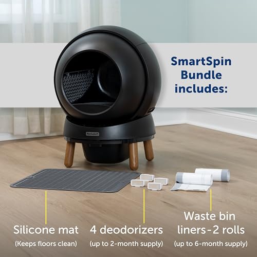 ScoopFree SmartSpin Self (Black / SmartSpin Litter Box Bundle)