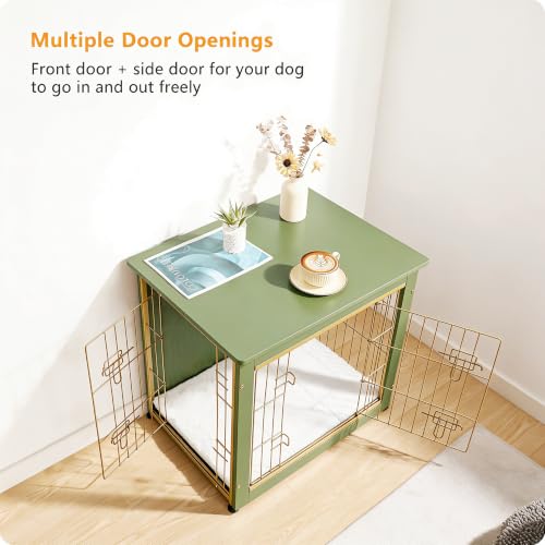 27" Dog Crate Furniture (Green / 27.2"L x 20.1"W x 23.6"H)