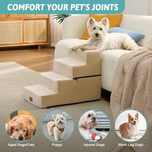 Dog Stairs for Small Dogs (Beige / 17.7x23.6x17.7 inch)