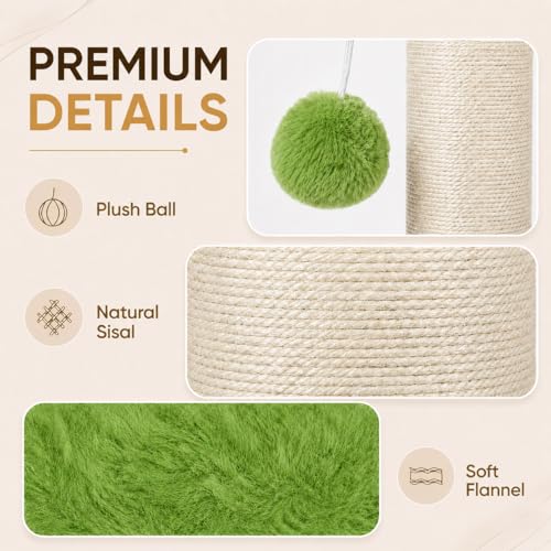32 Inch Tall Cat Scratching Post (X-Large / Green)