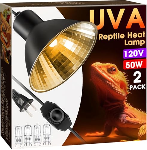 Reptile Heat Lamp G9 Halogen Heat Bulb Dome Reptile Light Fixture (Warm Light / 2 Pack)