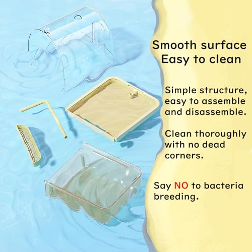 Bird Bath for Cage Clear Automatic Pump Parrot Shower for Parakeets Finches (Light brown)