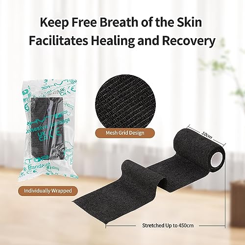 12 Rolls Self Adhesive Bandage Wrap (Black)