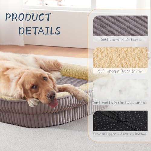 Orthopedic Dog Bed for Large Dogs Breeds (Gray / 41"L x 30"W x 7.5"Th)
