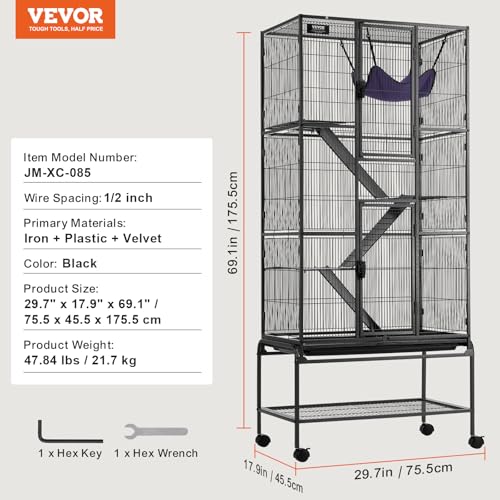 69" Rolling Metal Ferret Cage (29.7"L x 17.9"W x 69.1"H)