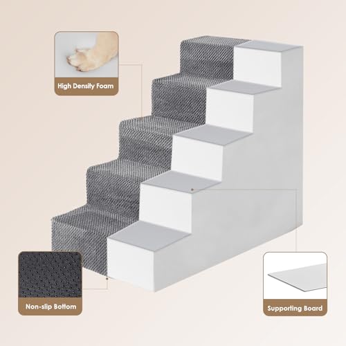 Dog Stairs for High Bed 22.5" H (Grey / Standard 15.7" x 30" x 22.5")