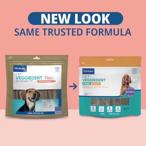 C.E.T. Veggiedent Fr3sh & Flex Plaque and Tartar Control Chew for Dogs (Medium 22-66lbs)