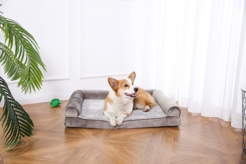 Dog Bed with Premium Foam (Sofa-Style Bed / Large / Taupe)