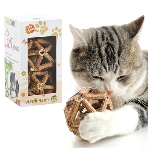 Catnip Toys 2Pcs Natural Silvervine Stick Catnip Ball&Bell Ball (Catnip Ball)