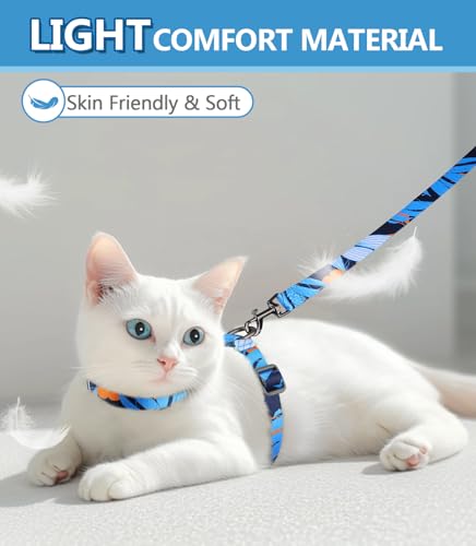 Cat Harness and Leash Set (Hawaii Blue / Small (4-10 lb))
