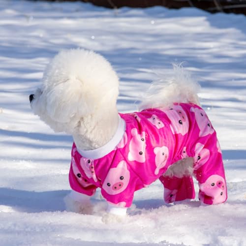 Dog Halloween Pajamas Puppy Onesies Small Dogs Soft Pjs Coat Cat Apparel Comfy Pet Christmas Clothes Outfit Doggie Bodysuit (Medium / A04-Pink pig)