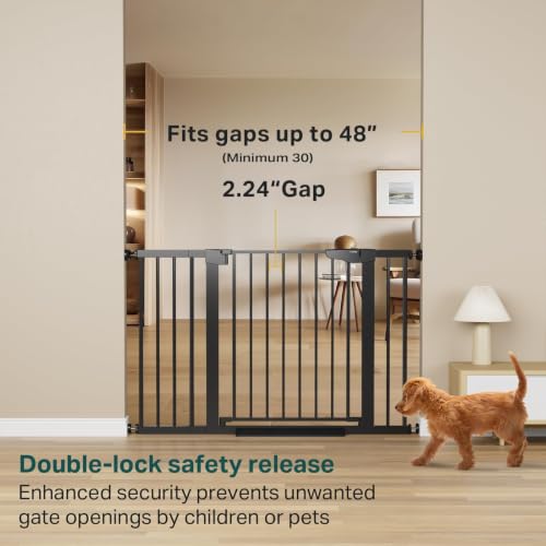 30 48 in Baby Gate for Stairs (Black / 30-48"W x 30.5"H)