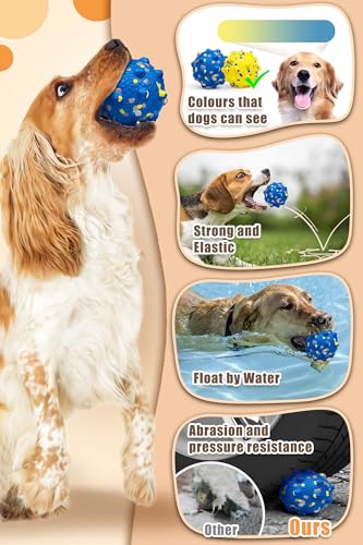 1.96'' Dog Balls for Dogs Aggressive Chewers Indestructible Tennis Durable Bouncy Interactive Dog Toy Balls for Fetch Game Floating Training (Blue-Small)