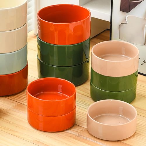 Ceramic Dog Cat Bowl Set with Stand (Rust Red / Medium Size Dog Bowls 850ML*2)