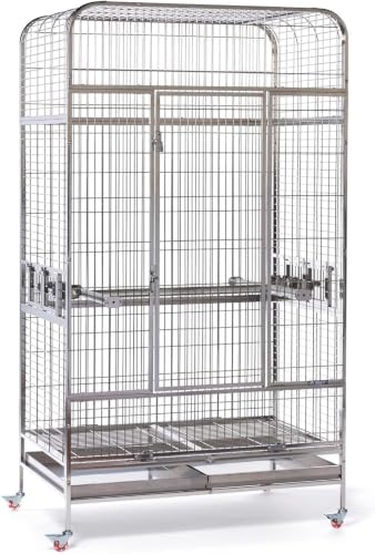 Imperial Extra Large Stainless Bird Cage (41.3"L x 27.9"W x 73.8"H)