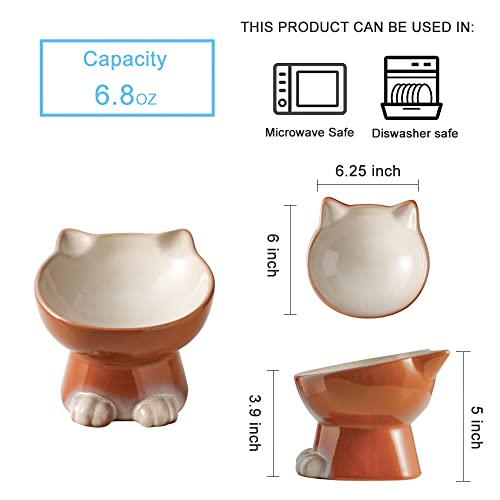 Elevated Cat Bowls (6.8 OZ / Brown)