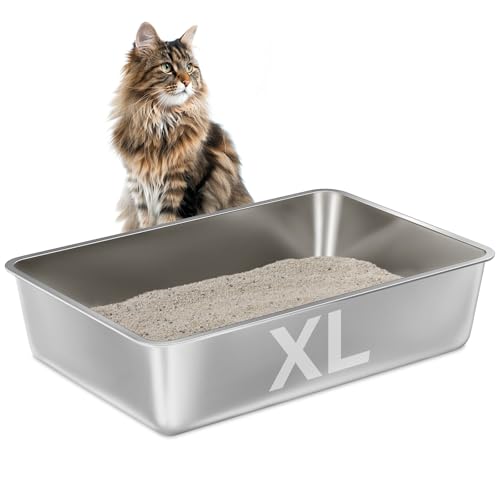 Stainless Steel Litter Box XL (23.6" L x 15.7" W x 6" H)