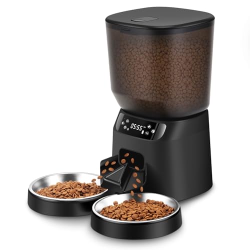 Automatic Cat Feeders for Two Cats (Black / Manual)