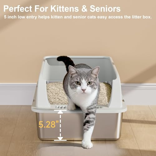 TENTIZON Stainless Steel Cat Litter Box (Large)