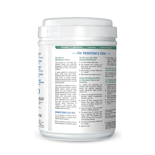 One Step Disinfectant Cleaner & Deodorizer Wipes for Vet Use (Canister (12 Pack) Wipes)