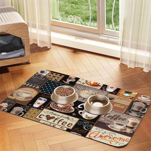 Boho Coffee Dog Food Mat Waterproof Pet Cat Placemat (Boho Coffee / 30x45cm)