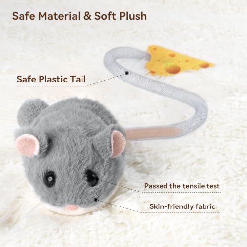 Interactive MigiMouse Cat Toy 360° Rolling & Spin with Mesh Plastic Tail for Indoor Cats Smart Motion Sensor
