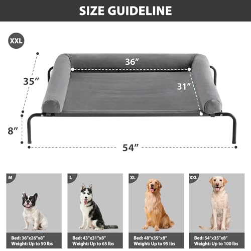 Large Elevated Cooling Cot (Grey / 54.0"L x 34.0"W x 8.0"Th)